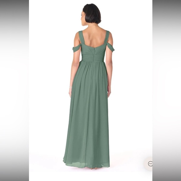 Azazie Green Sleeveless Sweetheart Maxi Gown Bridesmaid Wedding Eucalyptus C=14 - Picture 4 of 5